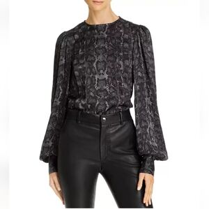 Anine Bing Renee Silk Python Print Blouse